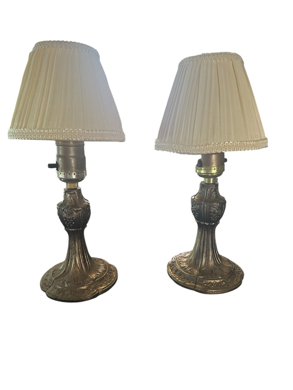 Small Pair brass vintage dresser Lamps